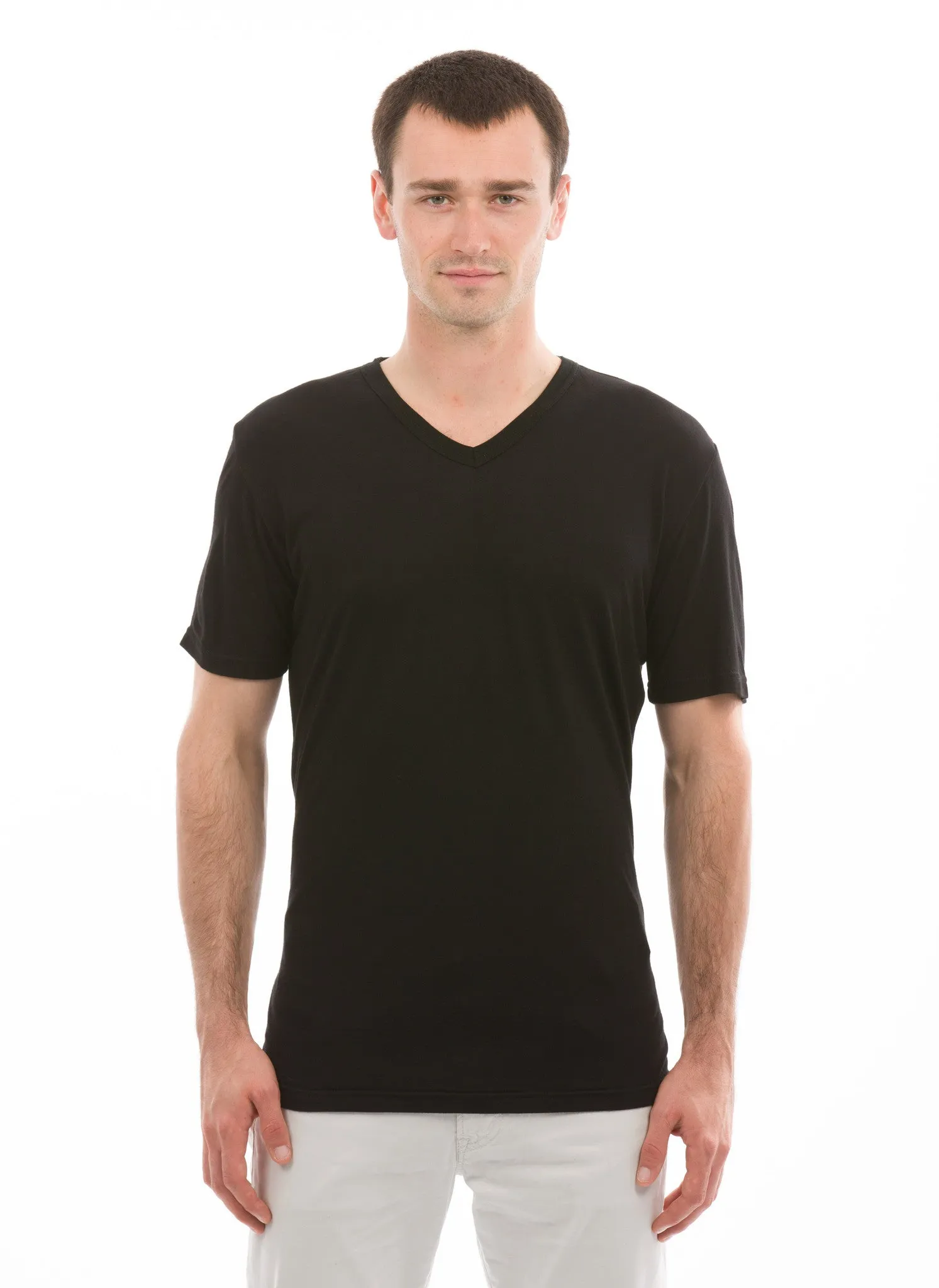 100% Bamboo Men's Short Sleeve V-Neck