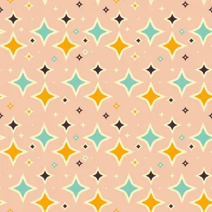 1960s Retro Stars Fabric - Tan