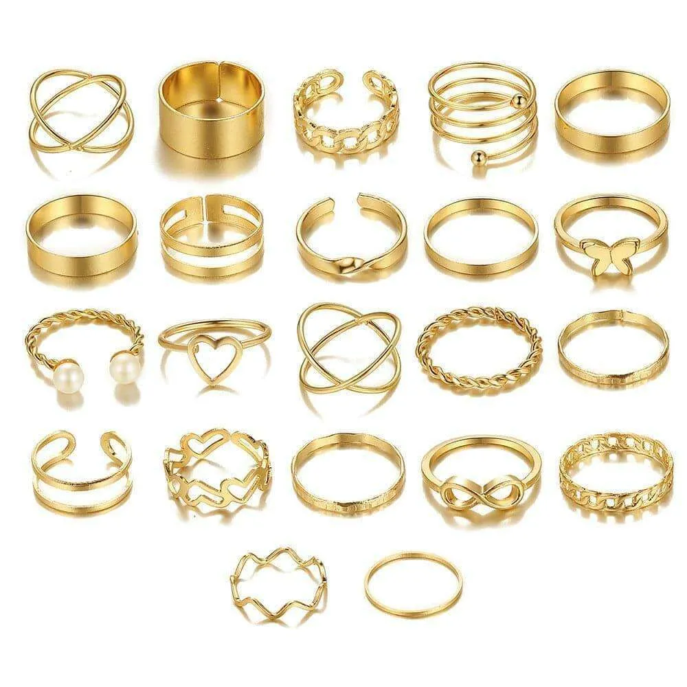 22 Piece Heart Ring Set