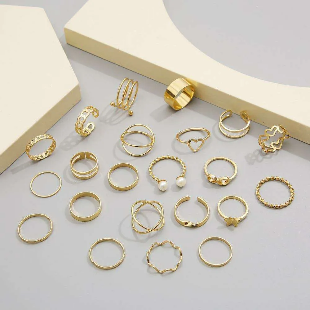 22 Piece Heart Ring Set