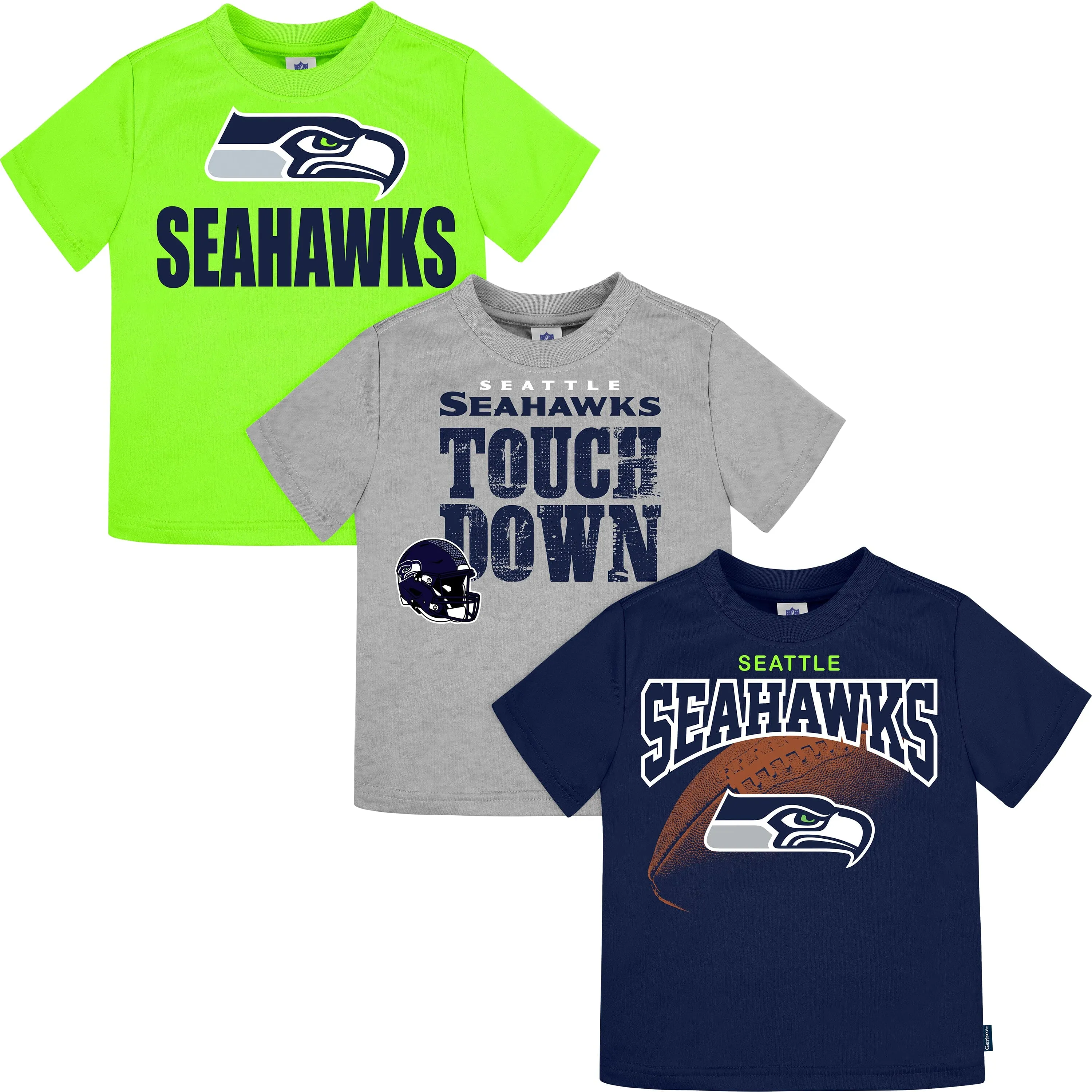 3-Pack Baby & Toddler Boys Seahawks Short Sleeve Shirts