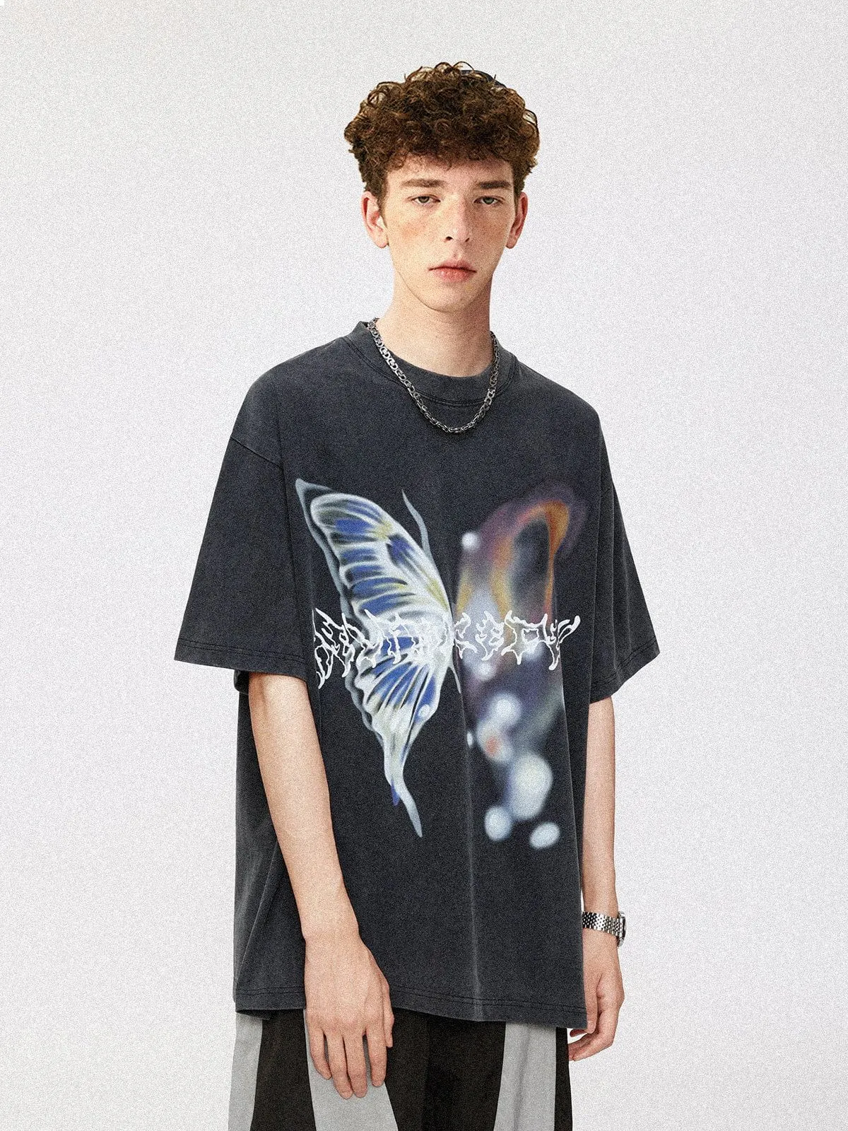 Aelfric Eden Irregular Butterfly Print Washed Tee