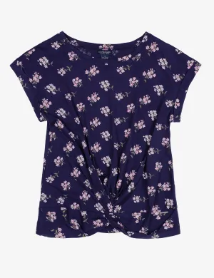 ALL OVER FLORAL TWIST FRONT T-SHIRT