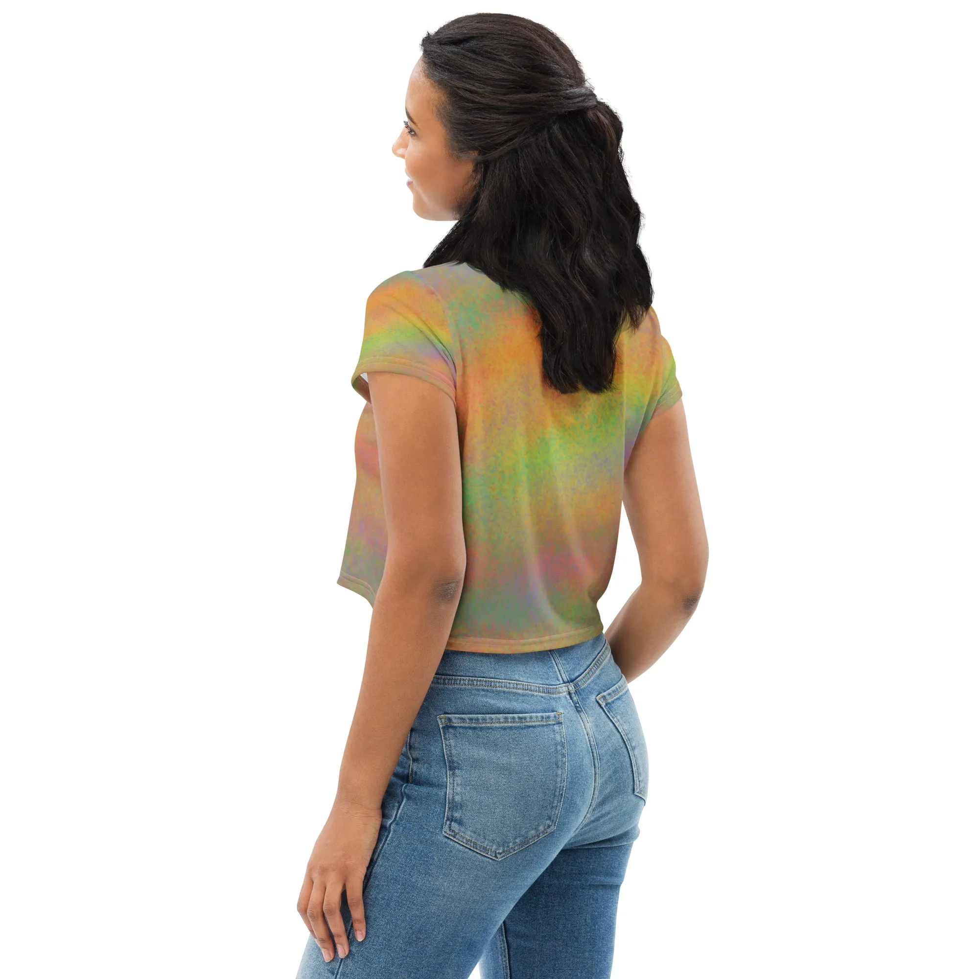 All-Over Print Crop Tee with Olivia colorful design (shipping from US & Europe)