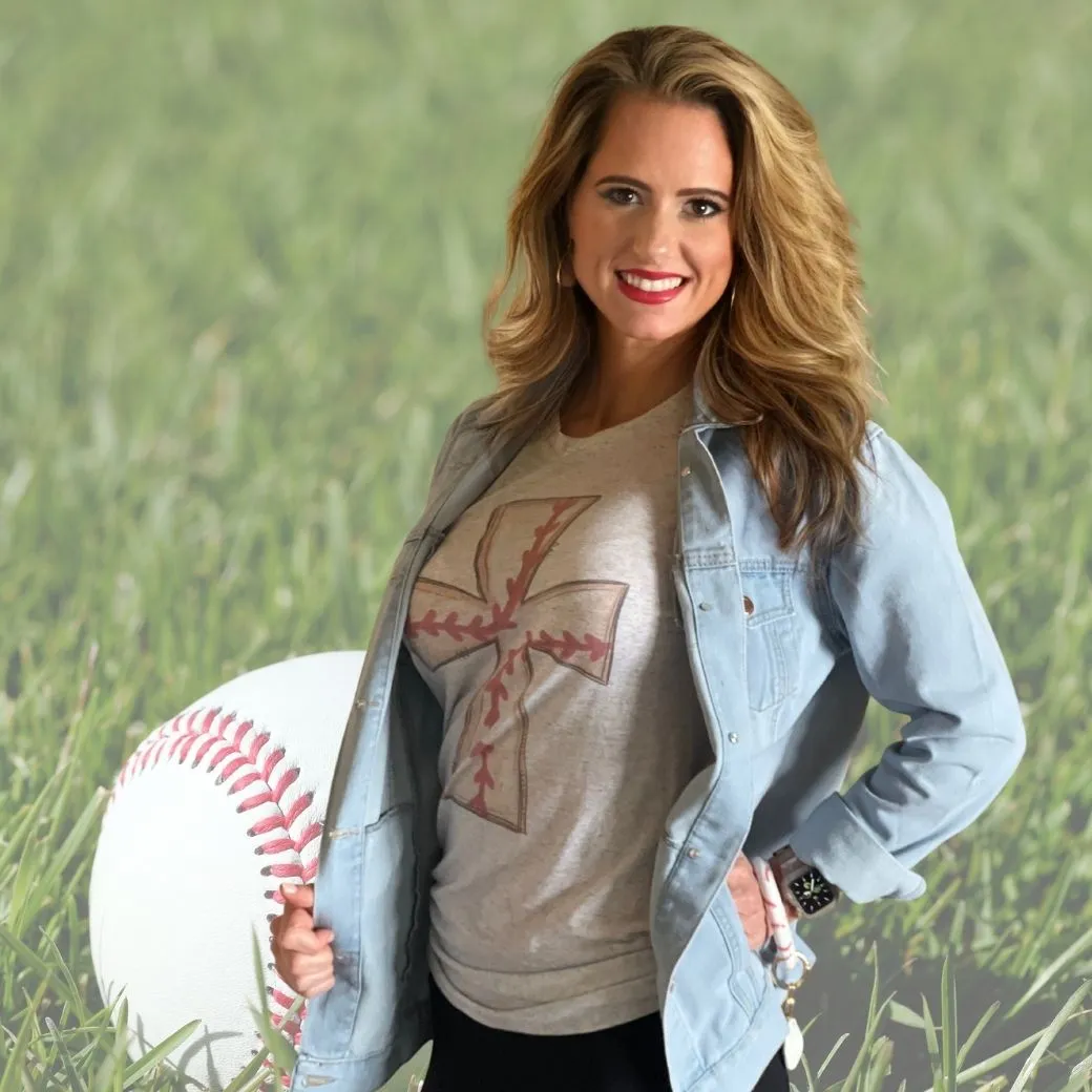 BASEBALL SPIRIT T-SHIRT: Cross T-shirt Marbled Gray