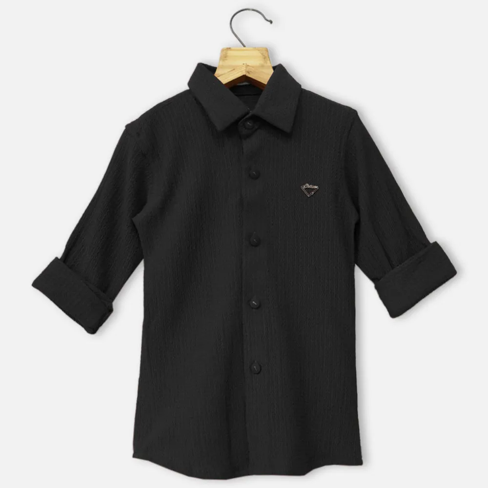 Black Relaxed Fit Full Sleeves Shirt