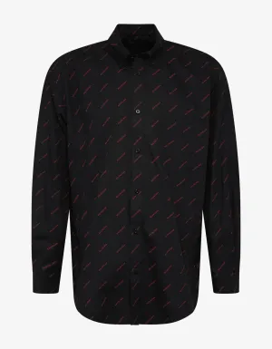 Black Shirt with Red Logo Print