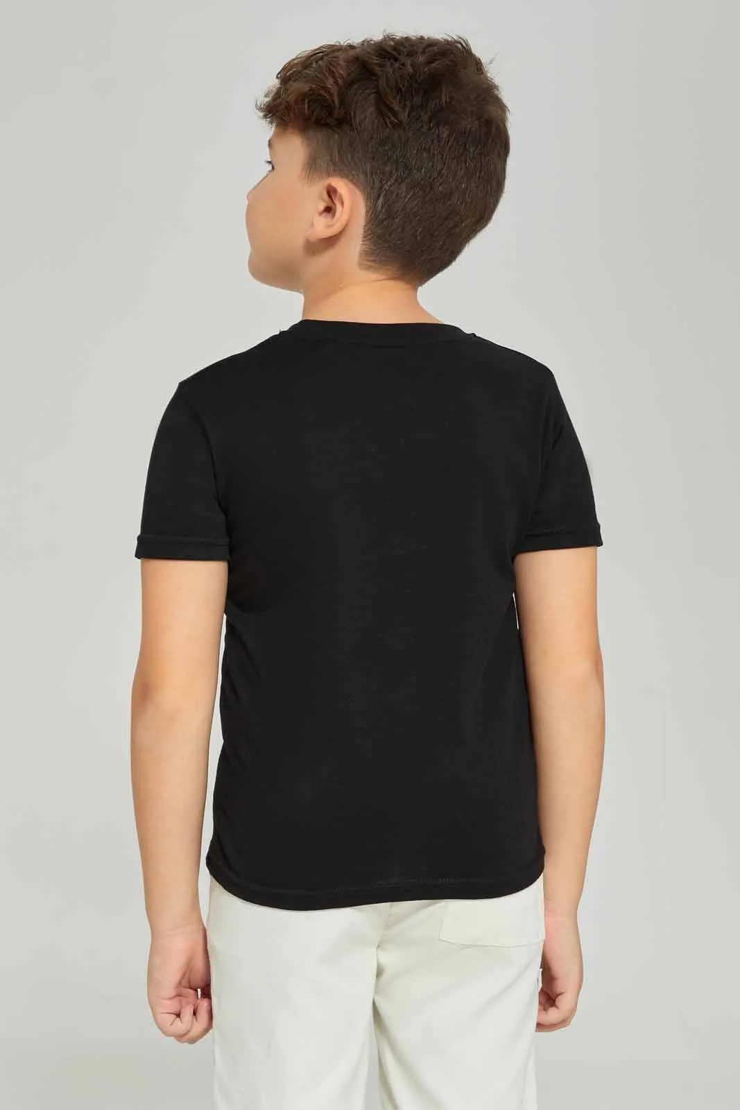 Boys Black Shoot Print T-Shirt