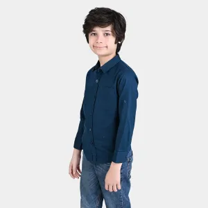 Boys Cotton Casual Shirt F/S Hero-Teal blue