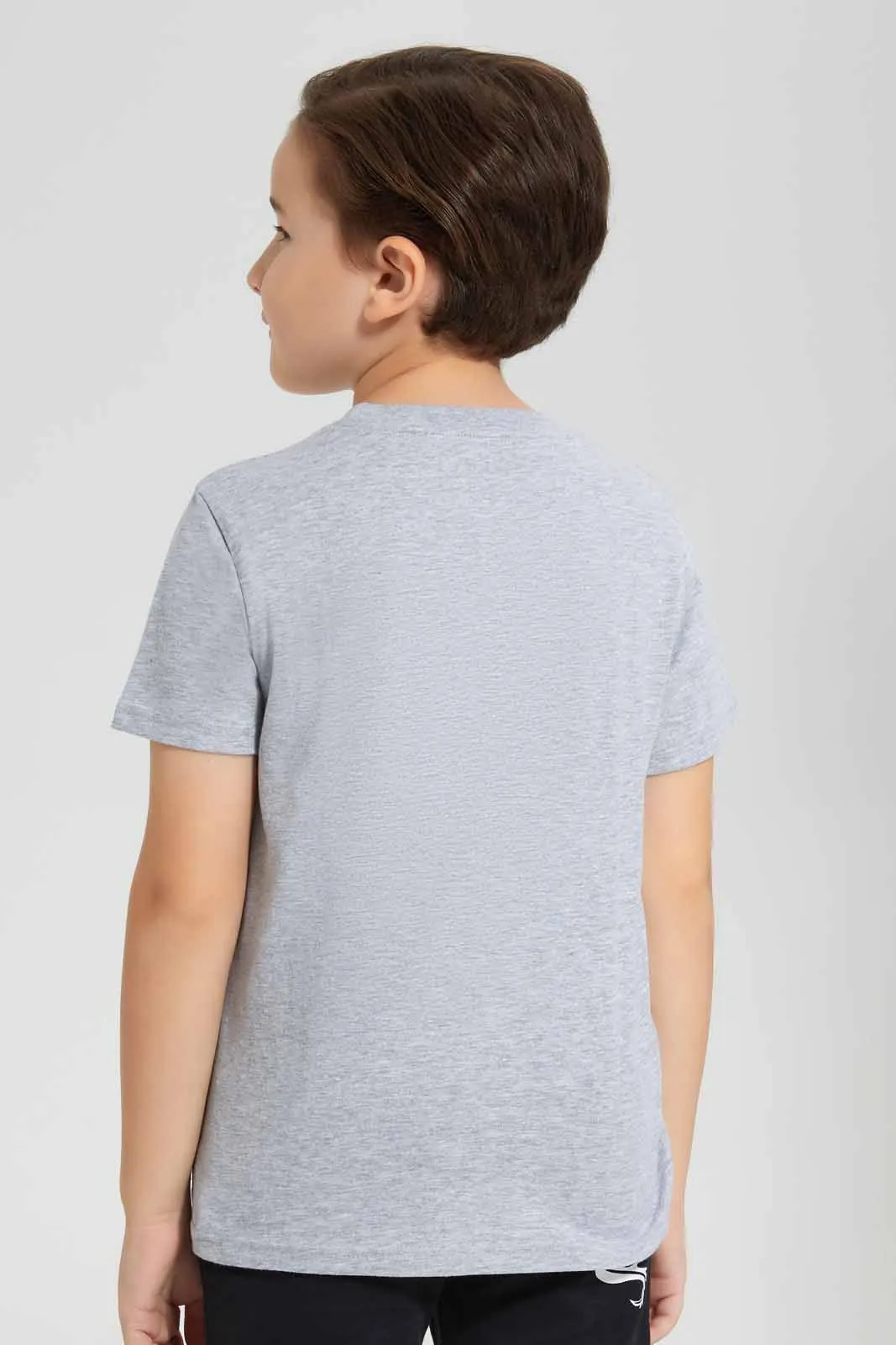 Boys Grey Dino Print T-Shirt