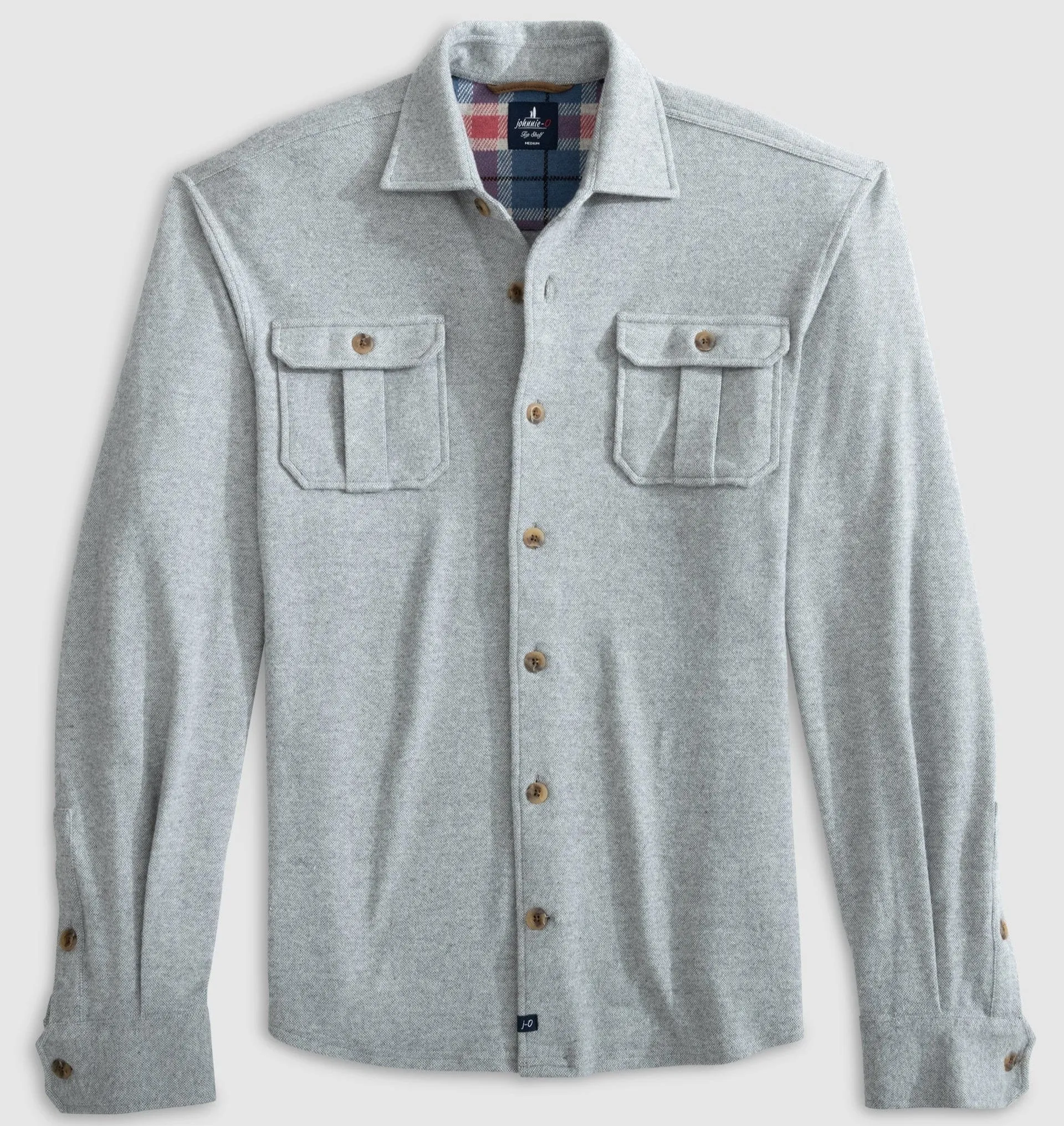 Brayden Stretch Flannel Lodge Shirt in Light Gray by Johnnie-O