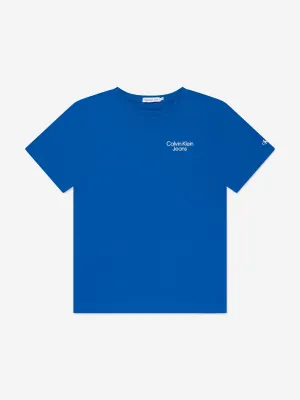 Calvin Klein Boys CKJ Stack Logo T-Shirt in Blue