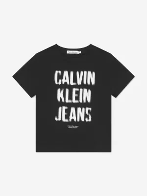 Calvin Klein Boys Pixel Logo Relaxed T-Shirt in Black