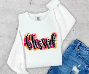 Colorful Blessed long sleeve tee