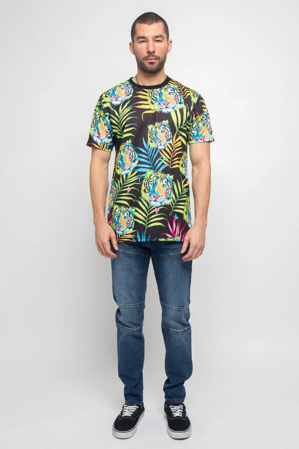 Colorful Floral Tiger T-Shirt