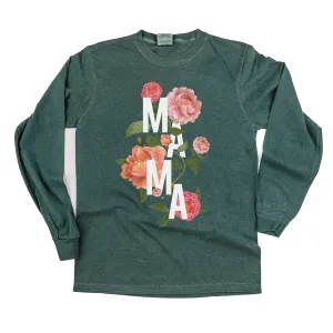 Colorful Florals - MAMA - LONG SLEEVE COMFORT COLORS TEE