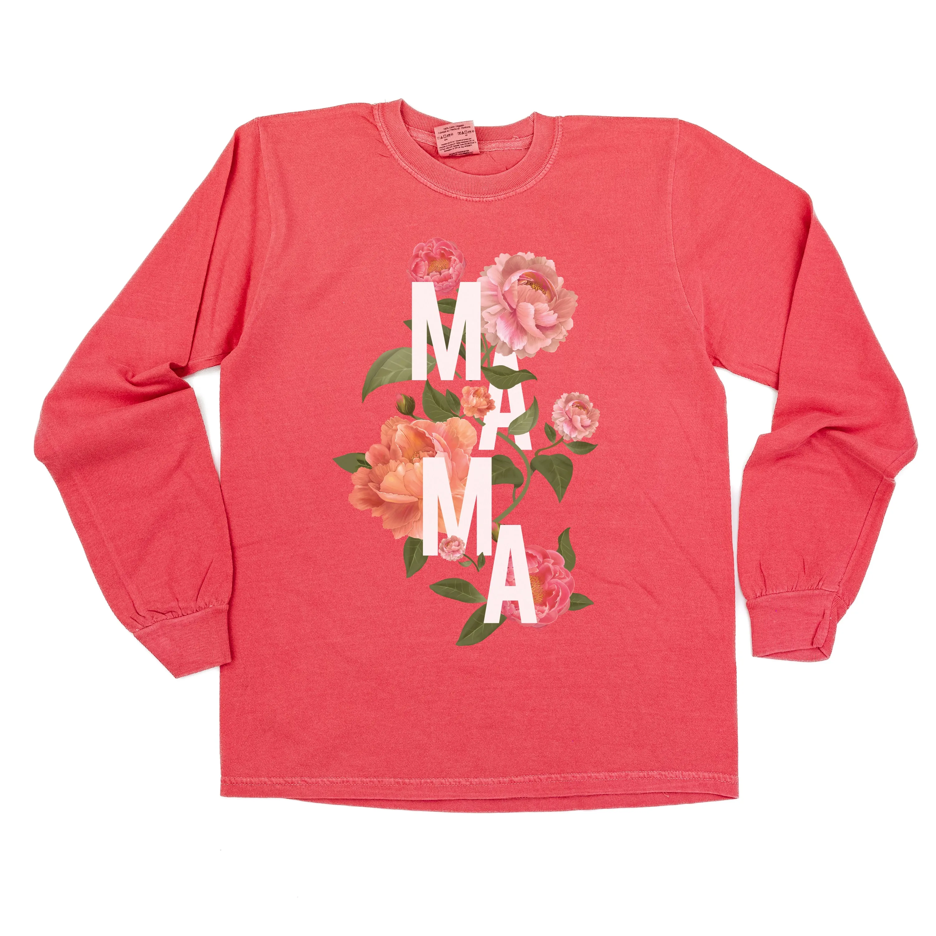 Colorful Florals - MAMA - LONG SLEEVE COMFORT COLORS TEE