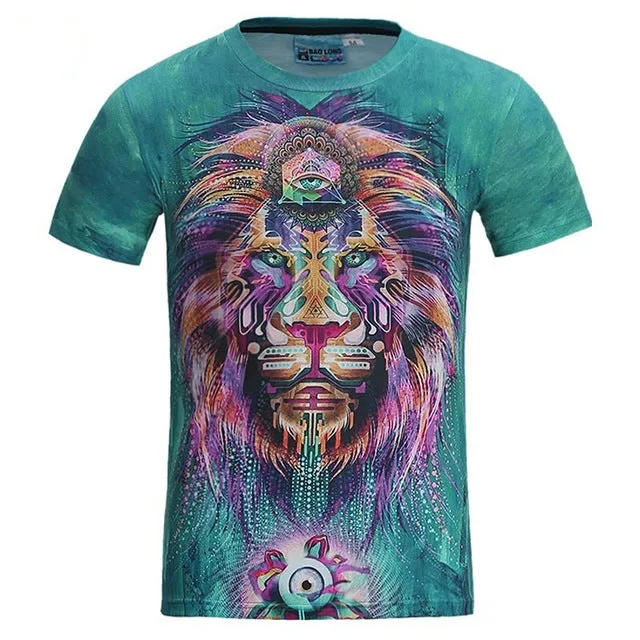 Colorful Lion 3D Print Summer Tees