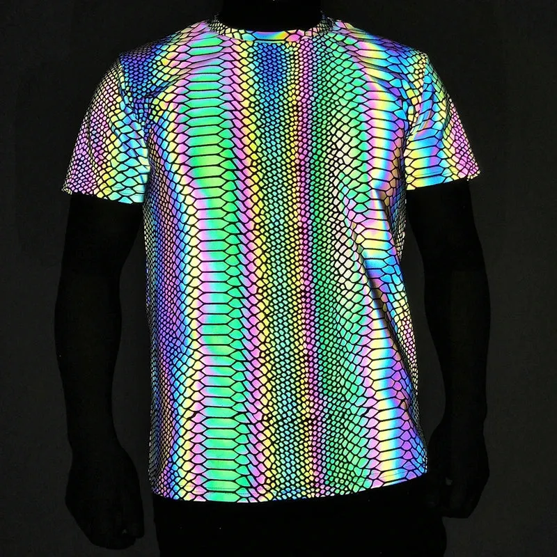 Colorful Snake Pattern Reflective Shirt