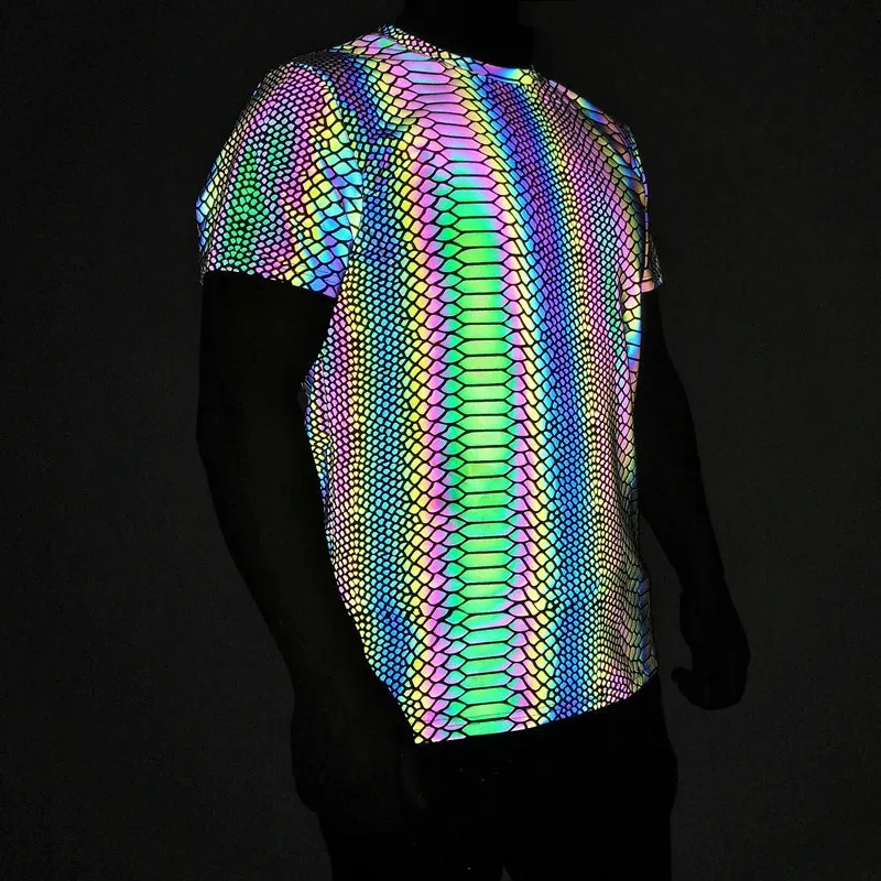 Colorful Snake Pattern Reflective Shirt