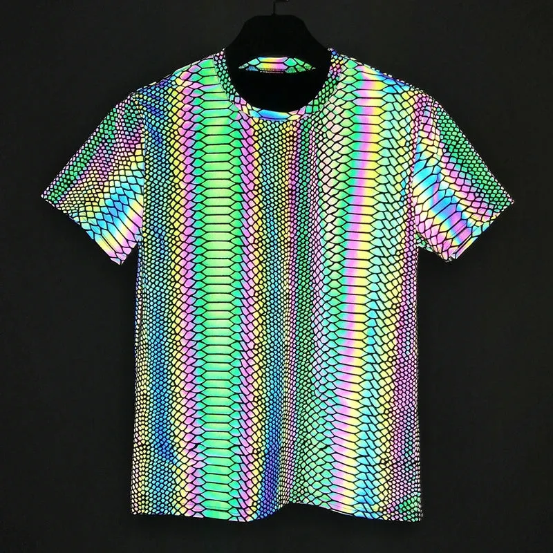 Colorful Snake Pattern Reflective Shirt