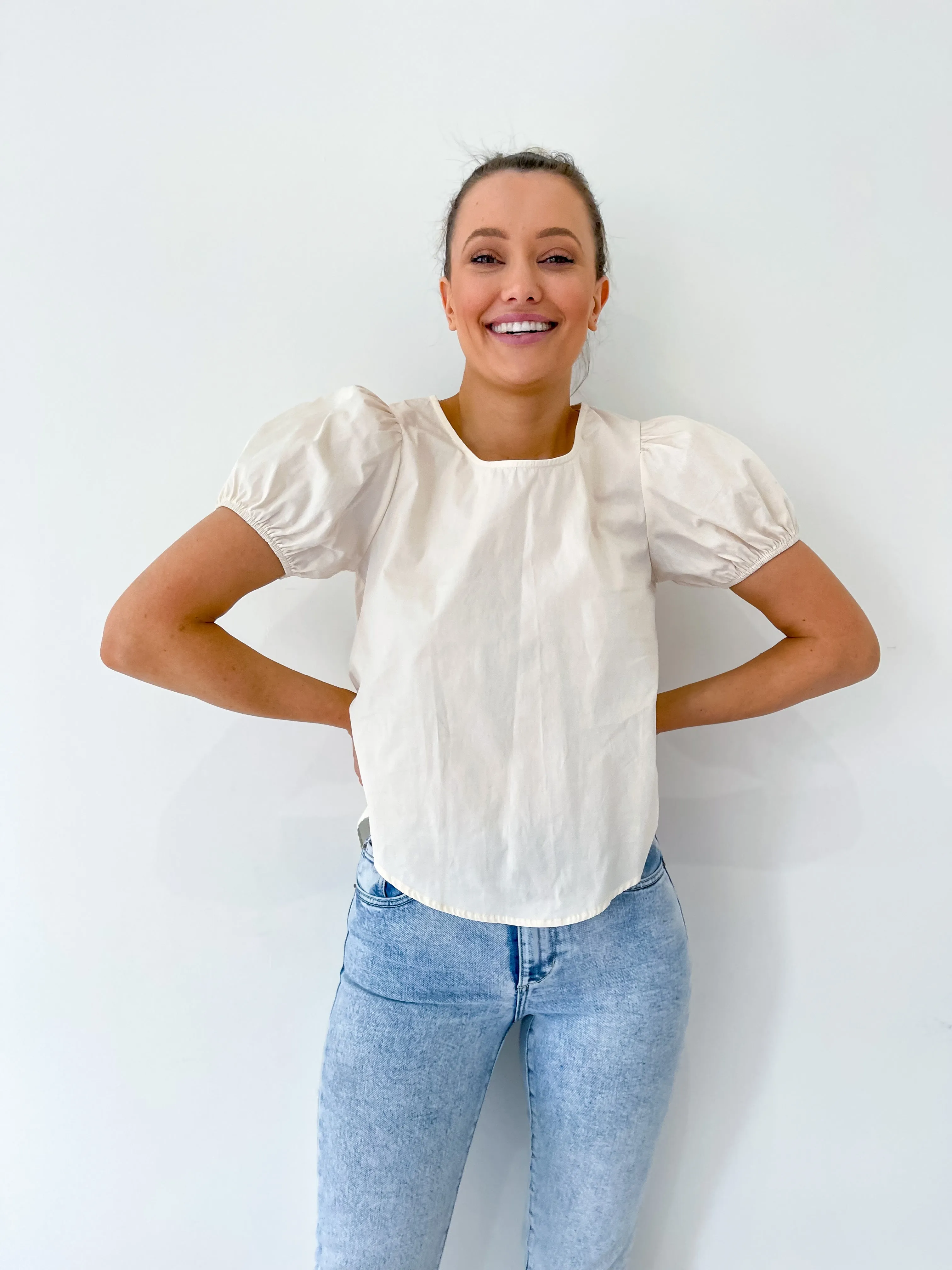 Cotton Puff Top - Cream