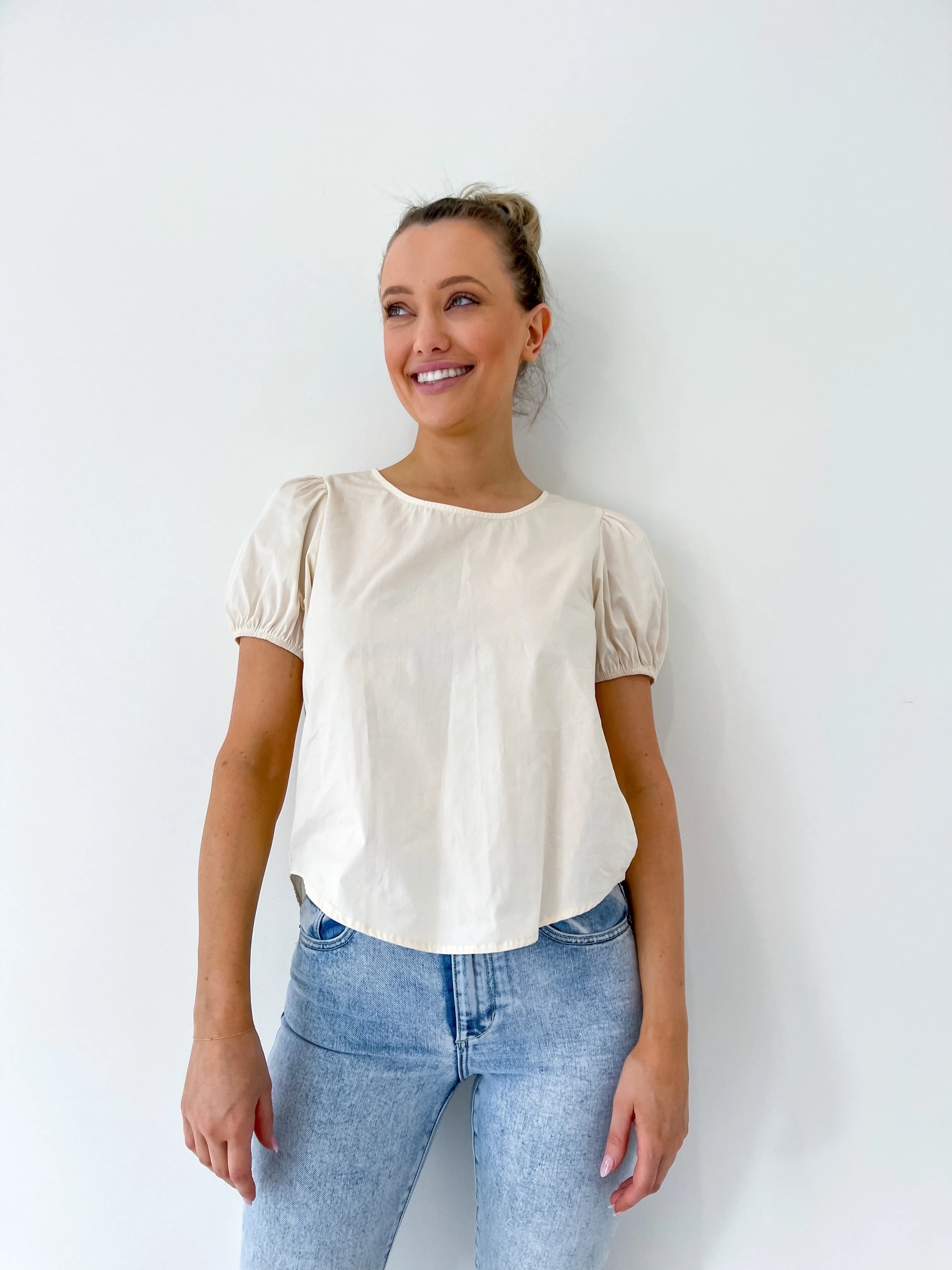 Cotton Puff Top - Cream