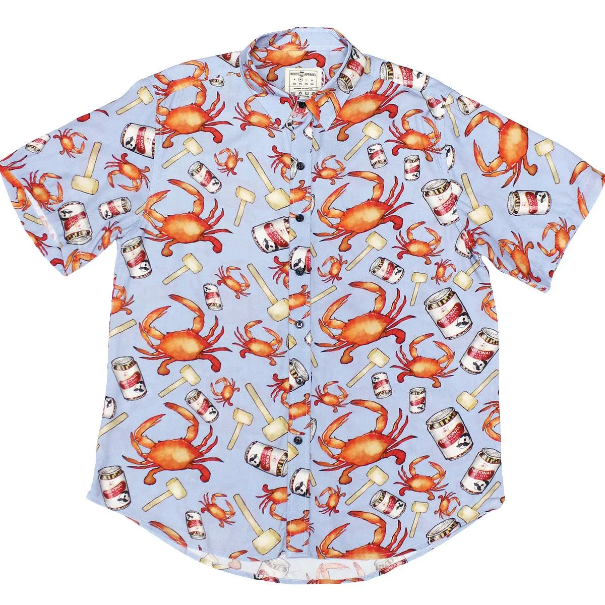 Crab, Mallet & Natty Boh (Light Blue) / Hawaiian Shirt