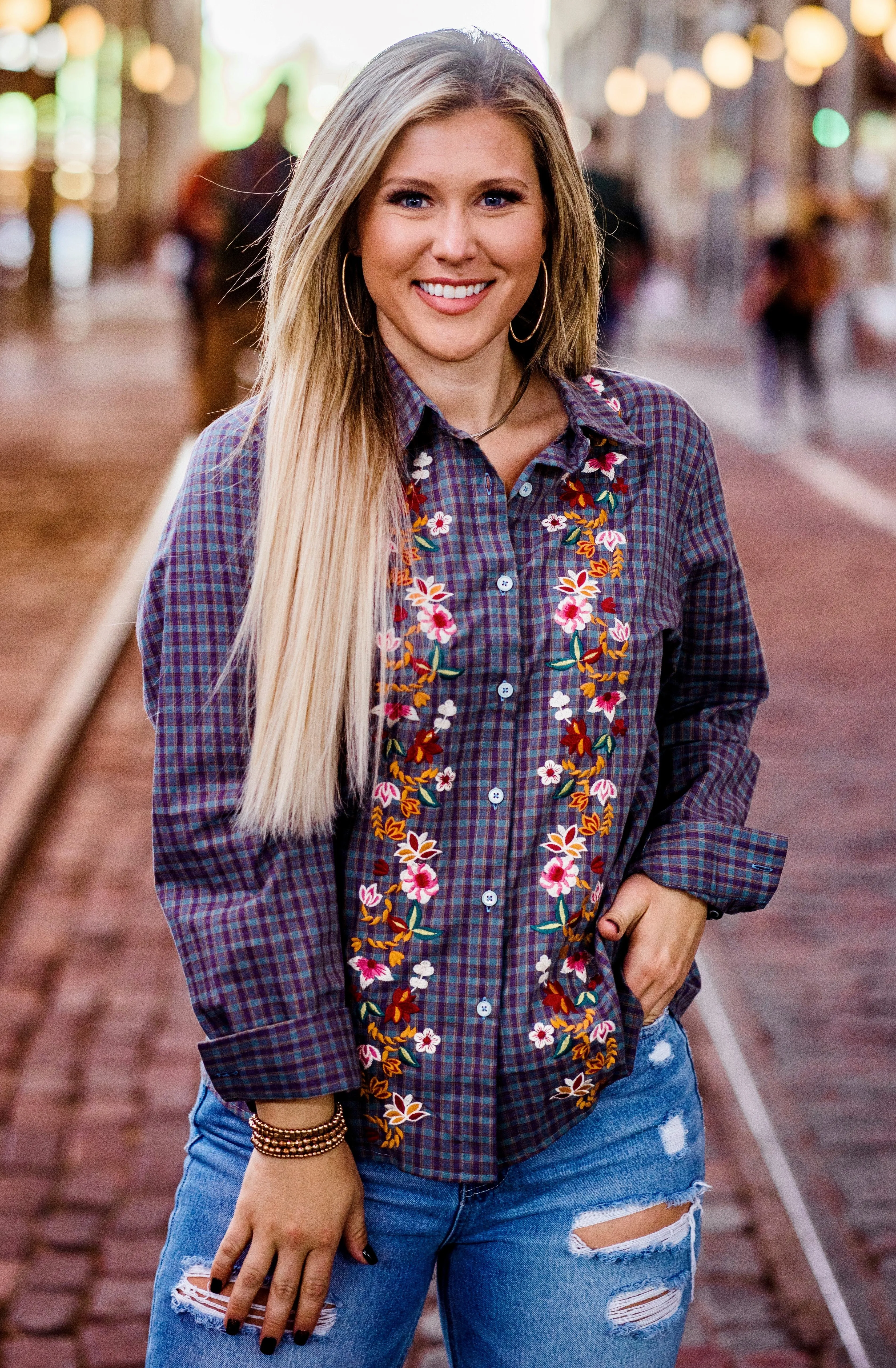 Embroidered Plaid Shirt