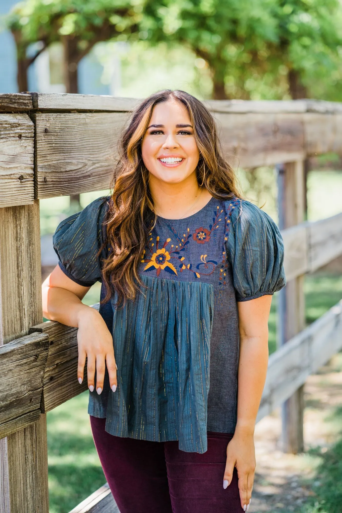 Floral Embroidered Short Sleeve Top