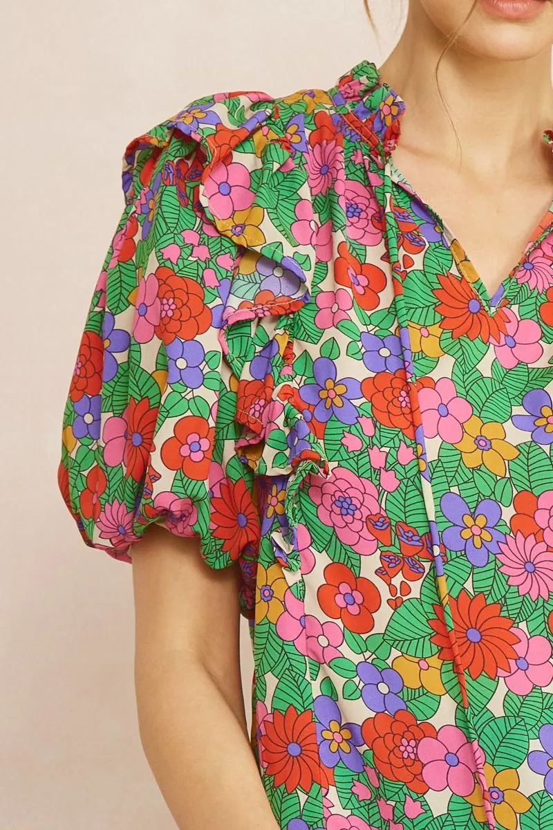 Floral Puff Sleeve Blouse