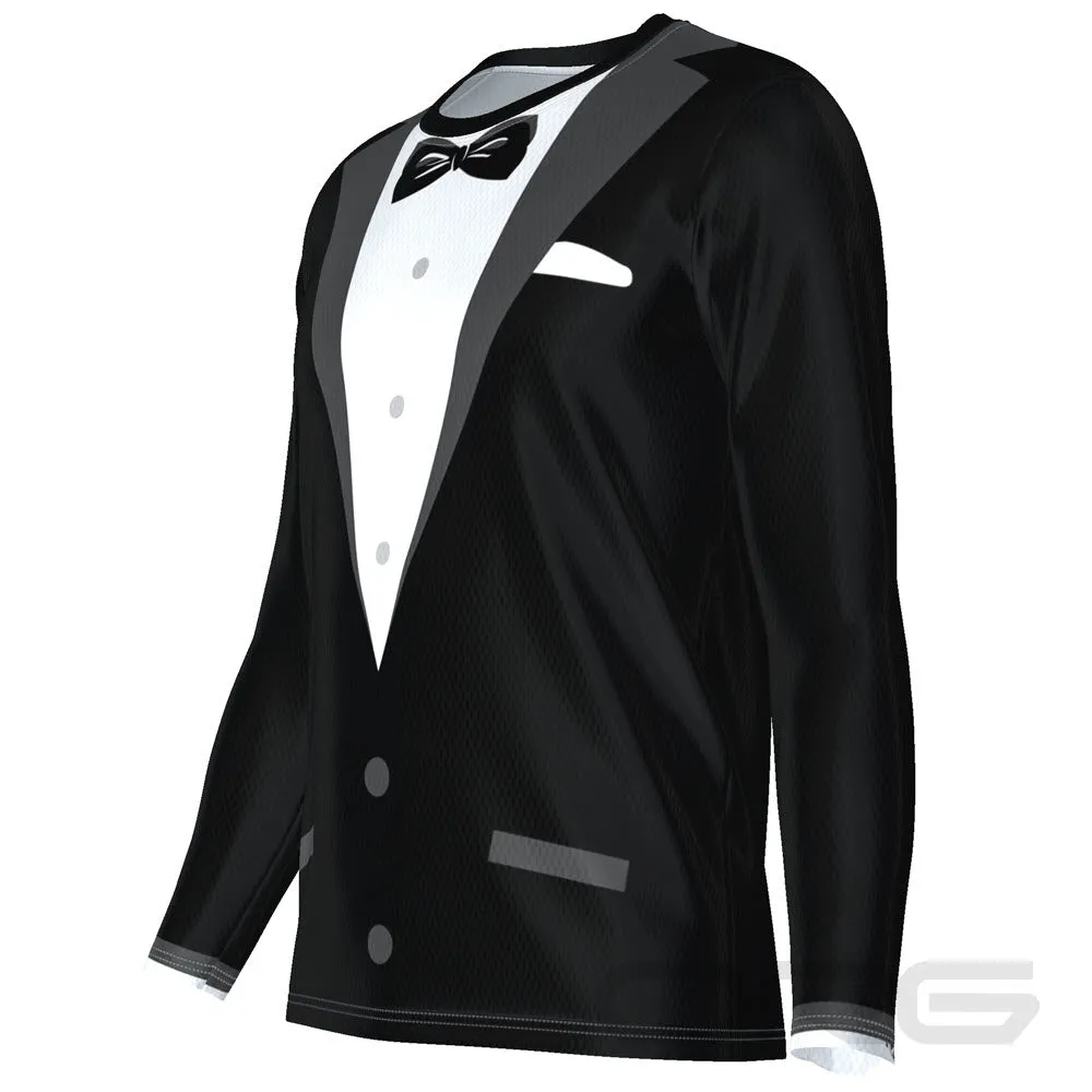 FMR Black Tie Tuxedo Long Sleeve Performance Running Shirt