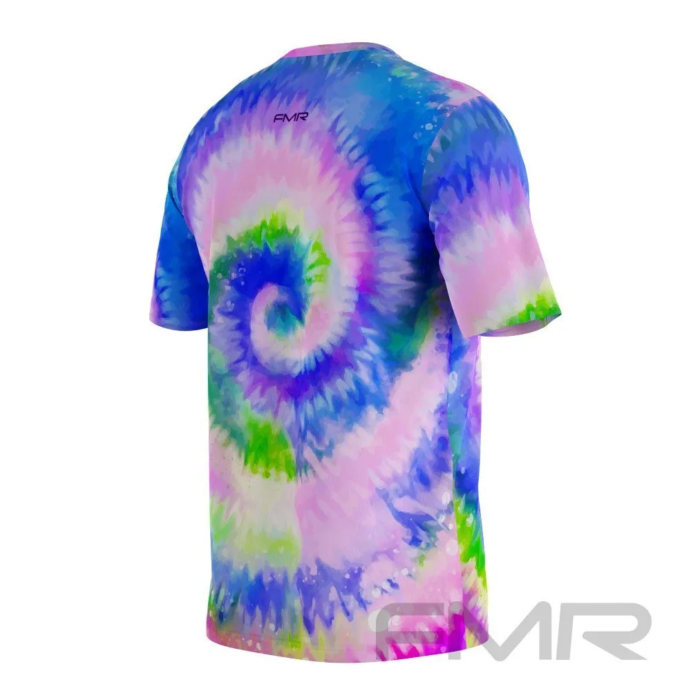 FMR Men's Blue Tie-Dye Short Sleeve Running Shirt