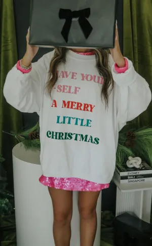 friday   saturday: merry little christmas corded sweatshirt