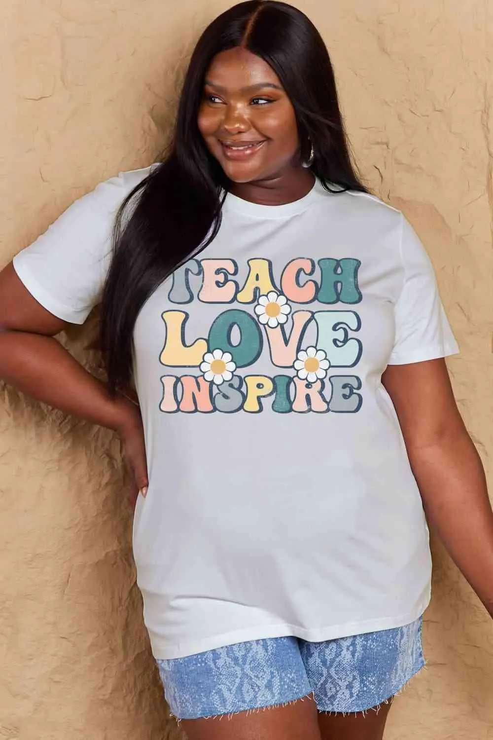 Full Size TEACH LOVE INSPIRE Graphic Cotton T-Shirt