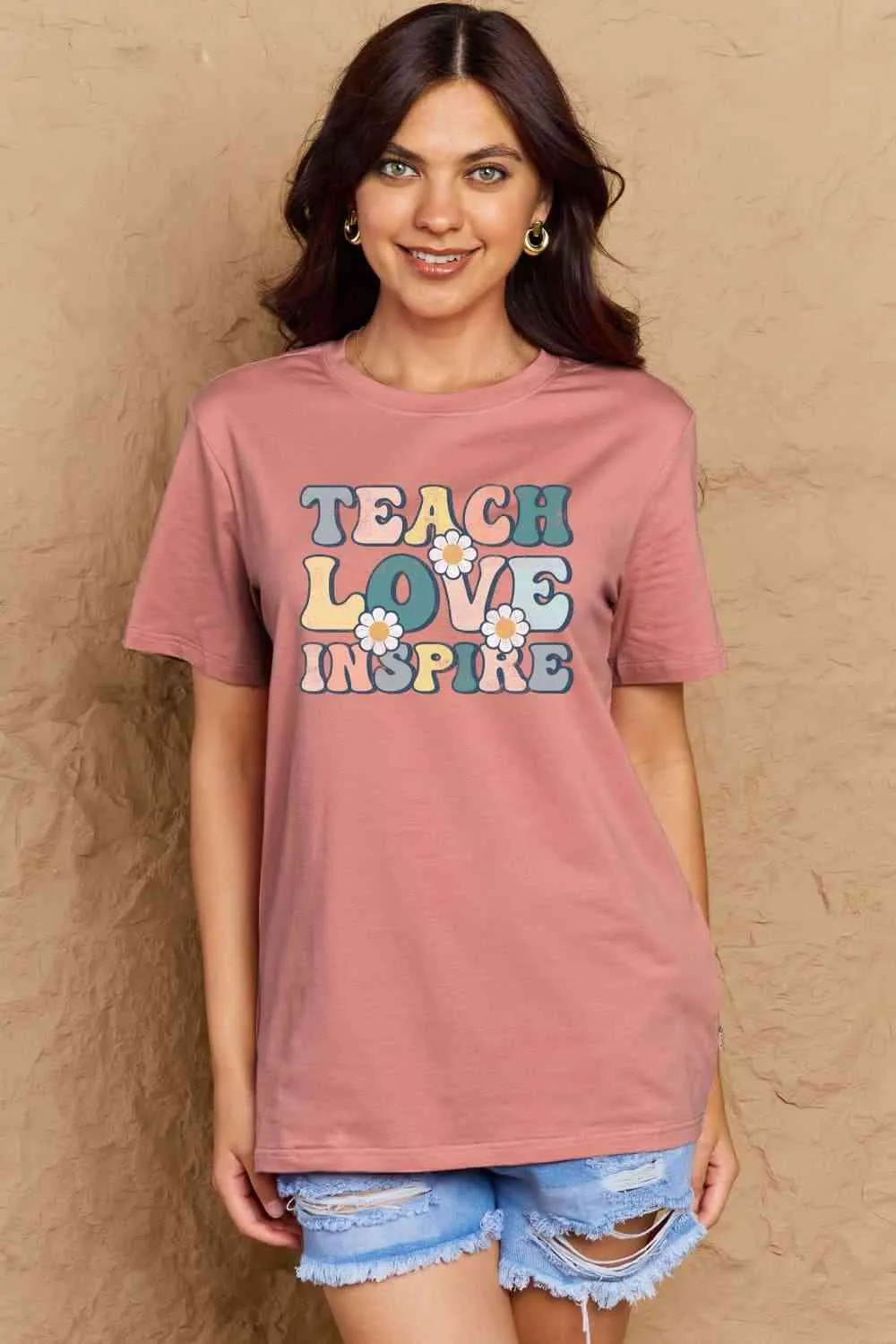 Full Size TEACH LOVE INSPIRE Graphic Cotton T-Shirt