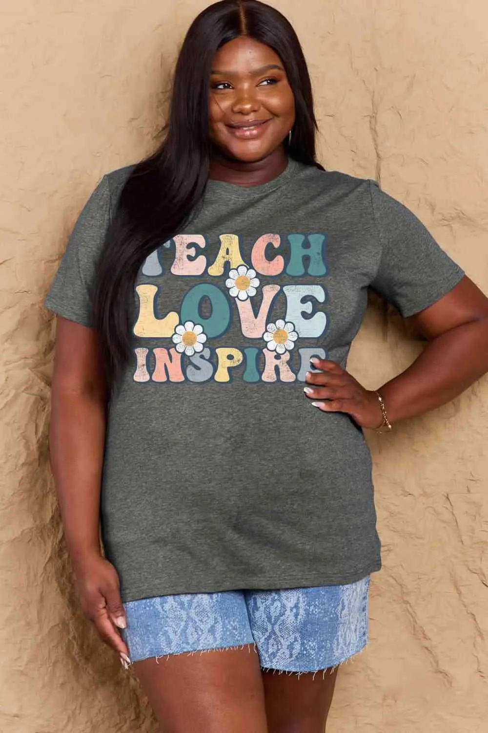 Full Size TEACH LOVE INSPIRE Graphic Cotton T-Shirt