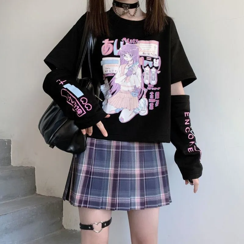 Gaming E-Girl Crop Top With Cuffs