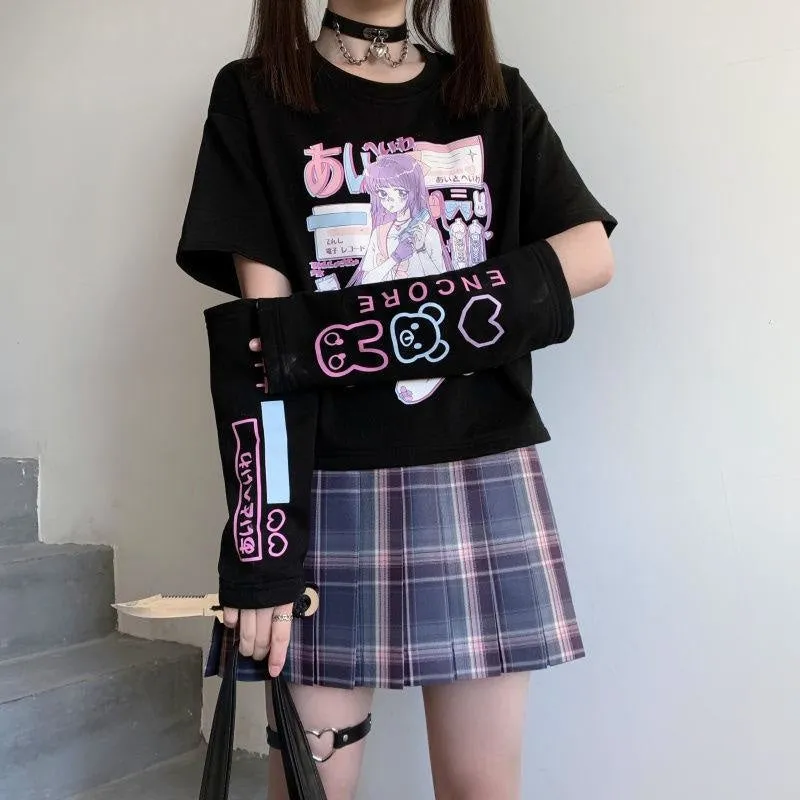 Gaming E-Girl Crop Top With Cuffs