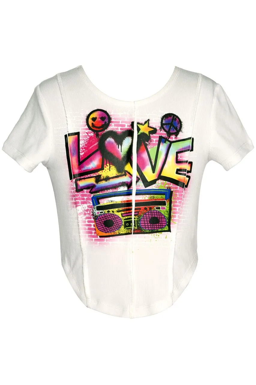 GBY Graphic Tee With Spray Paint LOVE Vibe