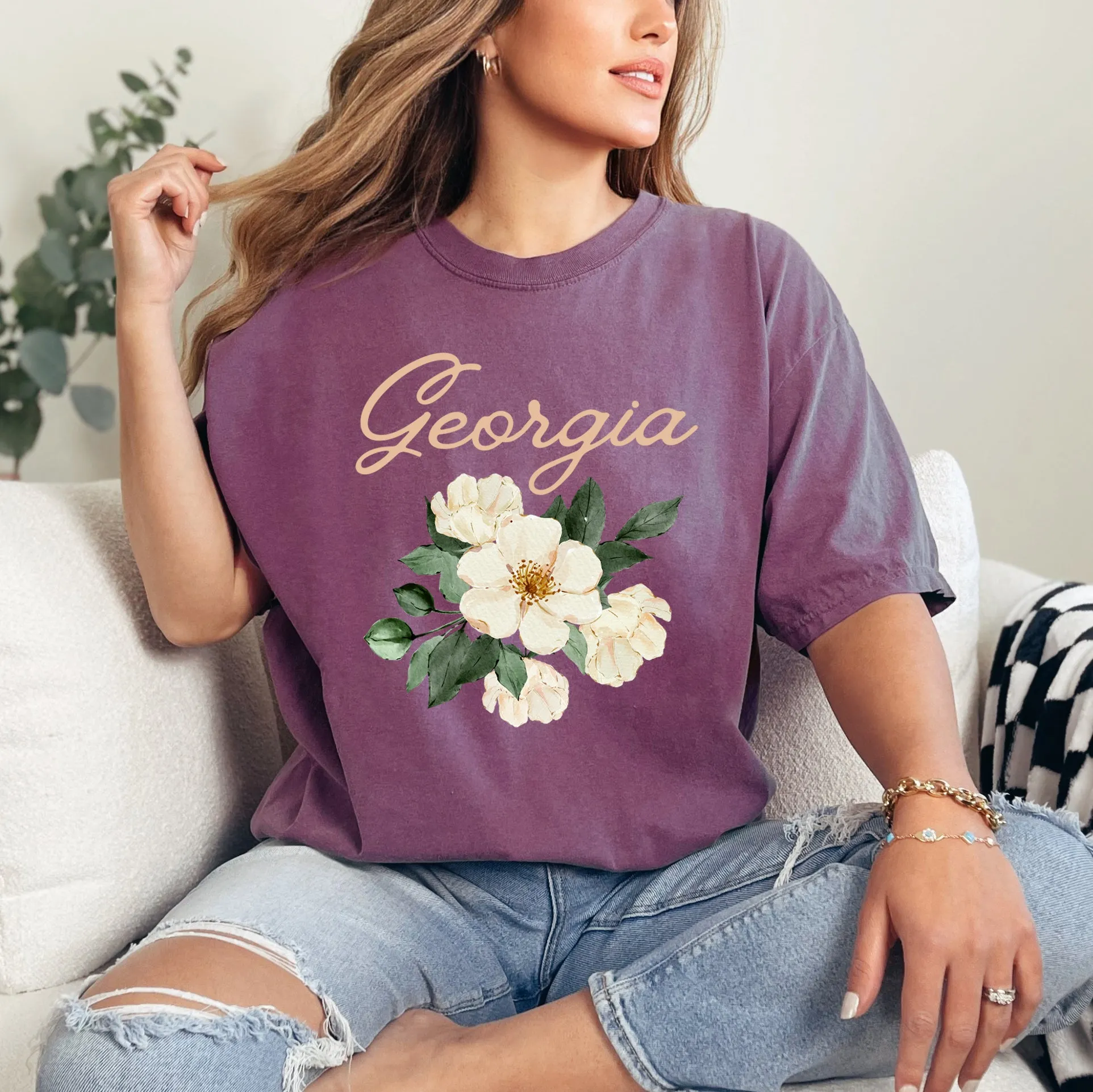 Georgia Flower Colorful | Garment Dyed Short Sleeve Tee