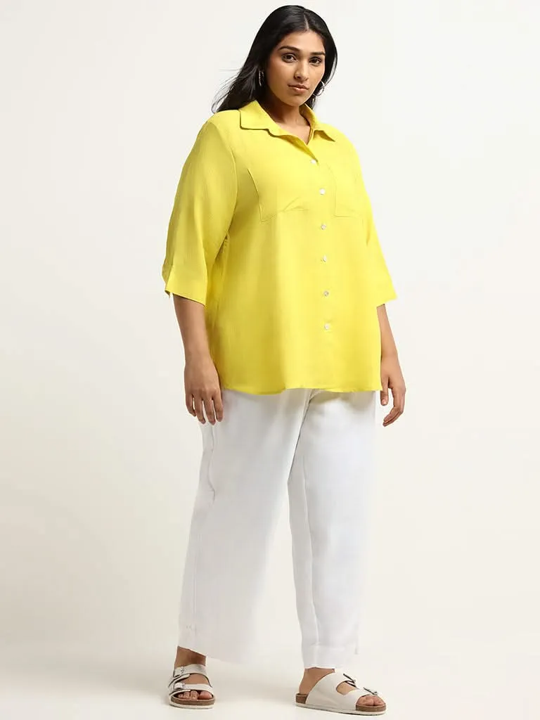 Gia Yellow Relaxed-Fit Blended Linen Shirt