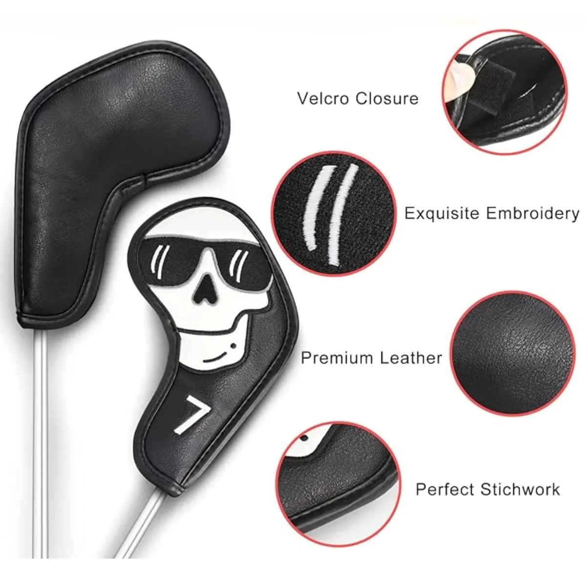 GolfBasic Smiling Skull Iron Face Covers (10pcs Set)