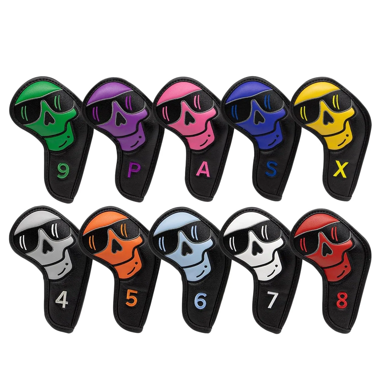 GolfBasic Smiling Skull Iron Face Covers (10pcs Set)