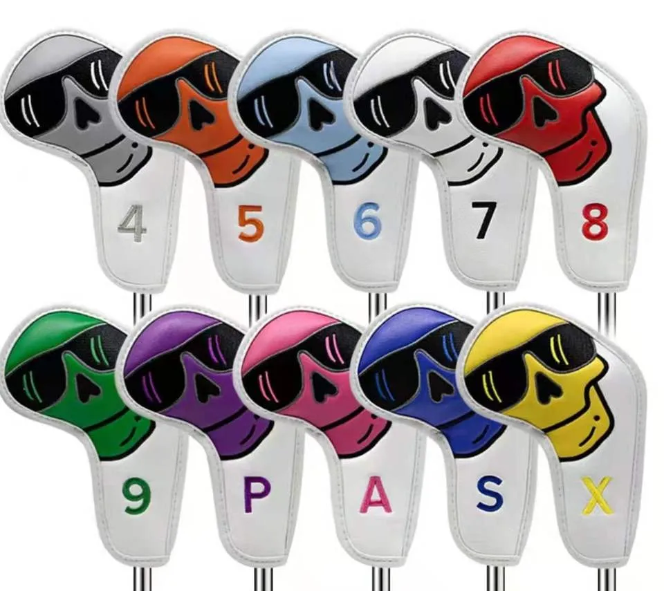 GolfBasic Smiling Skull Iron Face Covers (10pcs Set)