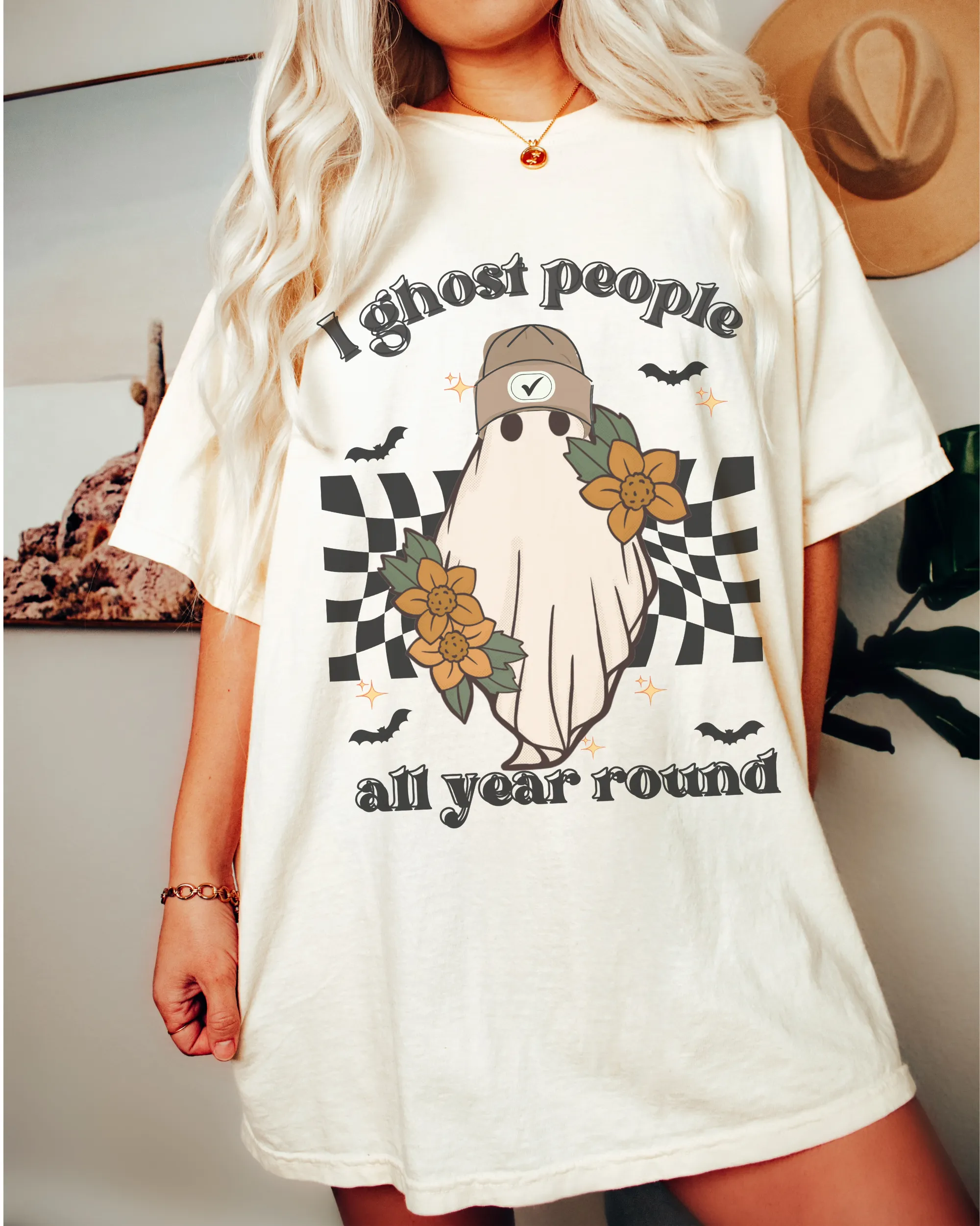 Halloween I Ghost People All Year Round Comfort Colors® T-Shirt, Graphic Tee, Halloween Retro Design print, Fall Tee