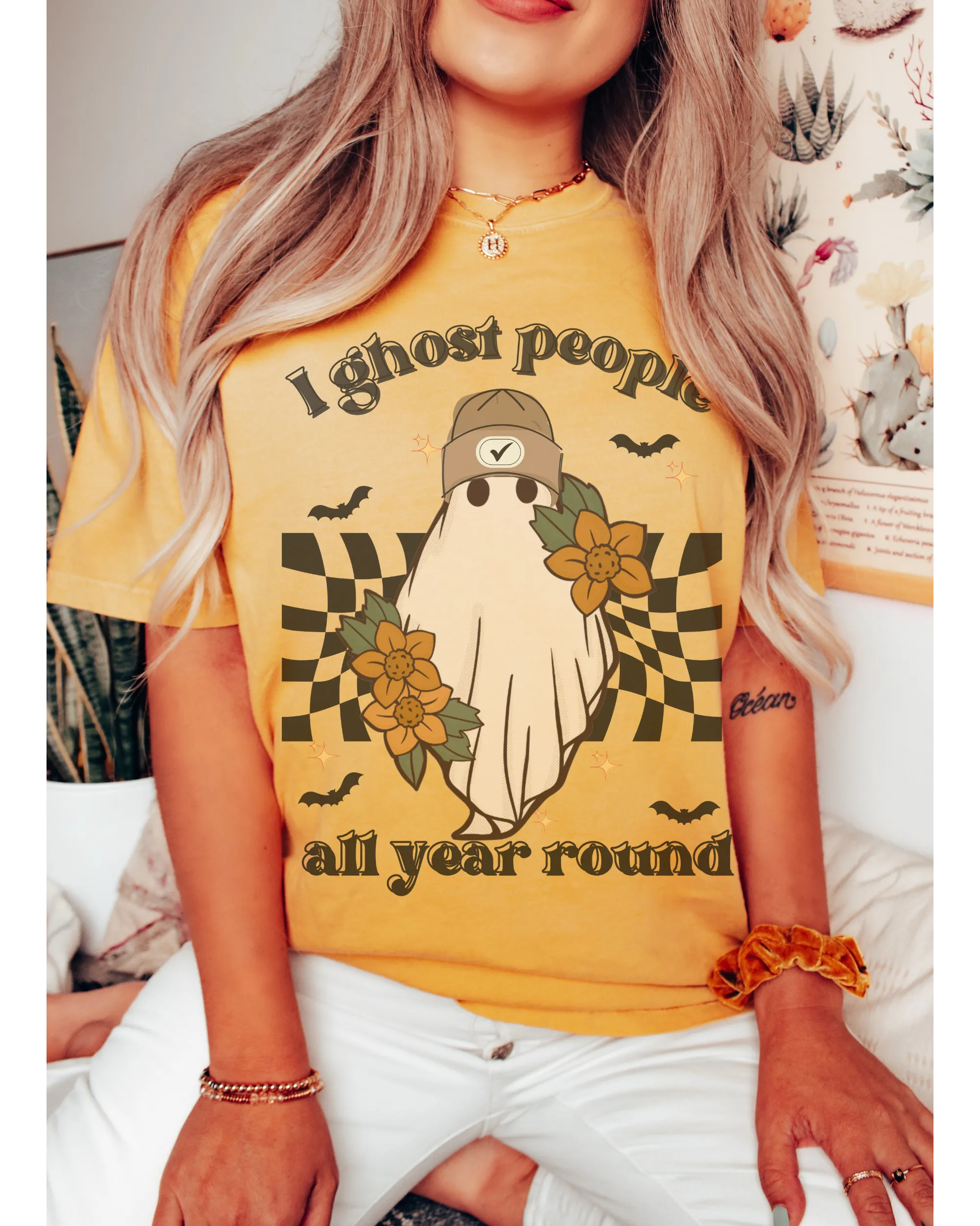 Halloween I Ghost People All Year Round Comfort Colors® T-Shirt, Graphic Tee, Halloween Retro Design print, Fall Tee