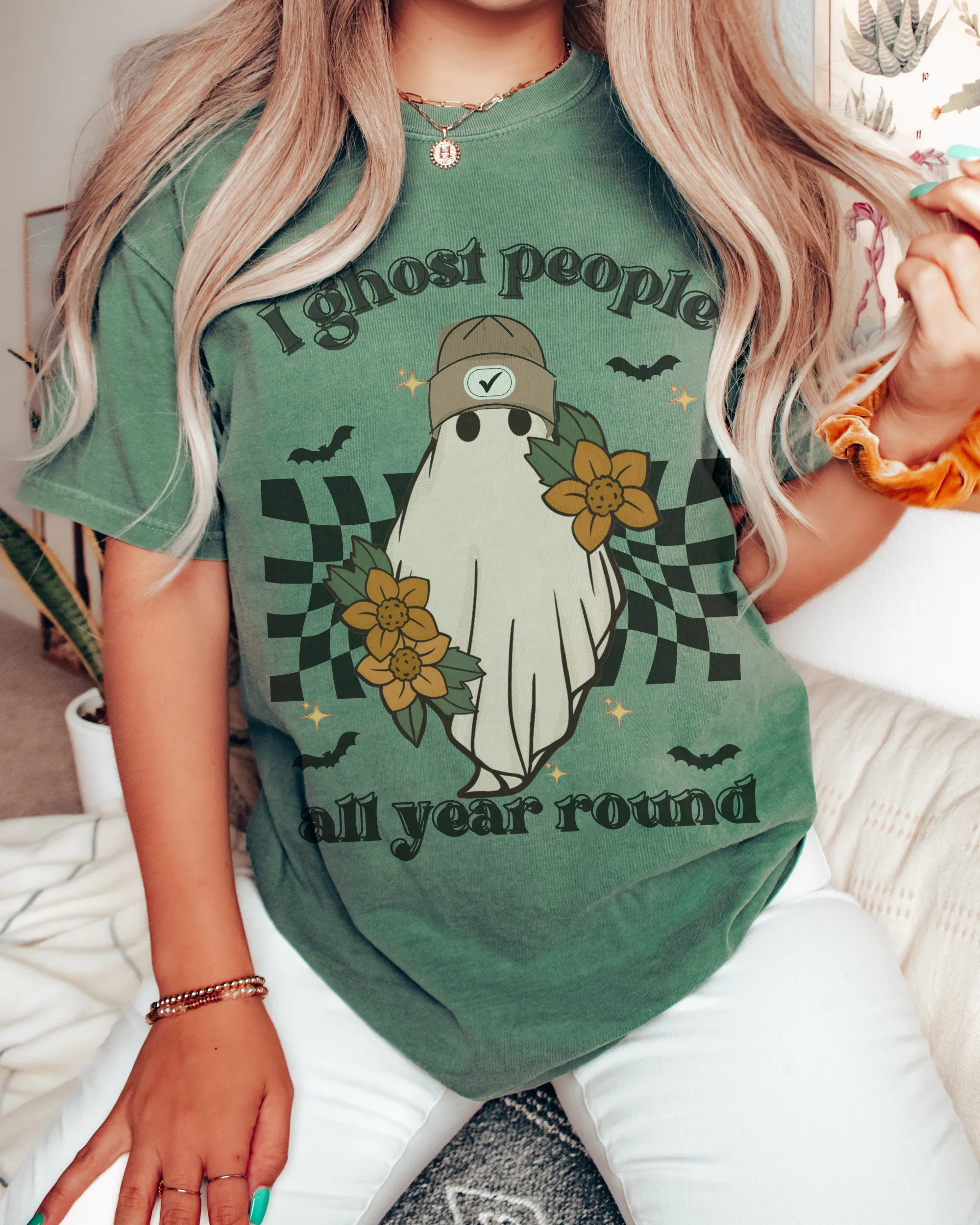 Halloween I Ghost People All Year Round Comfort Colors® T-Shirt, Graphic Tee, Halloween Retro Design print, Fall Tee