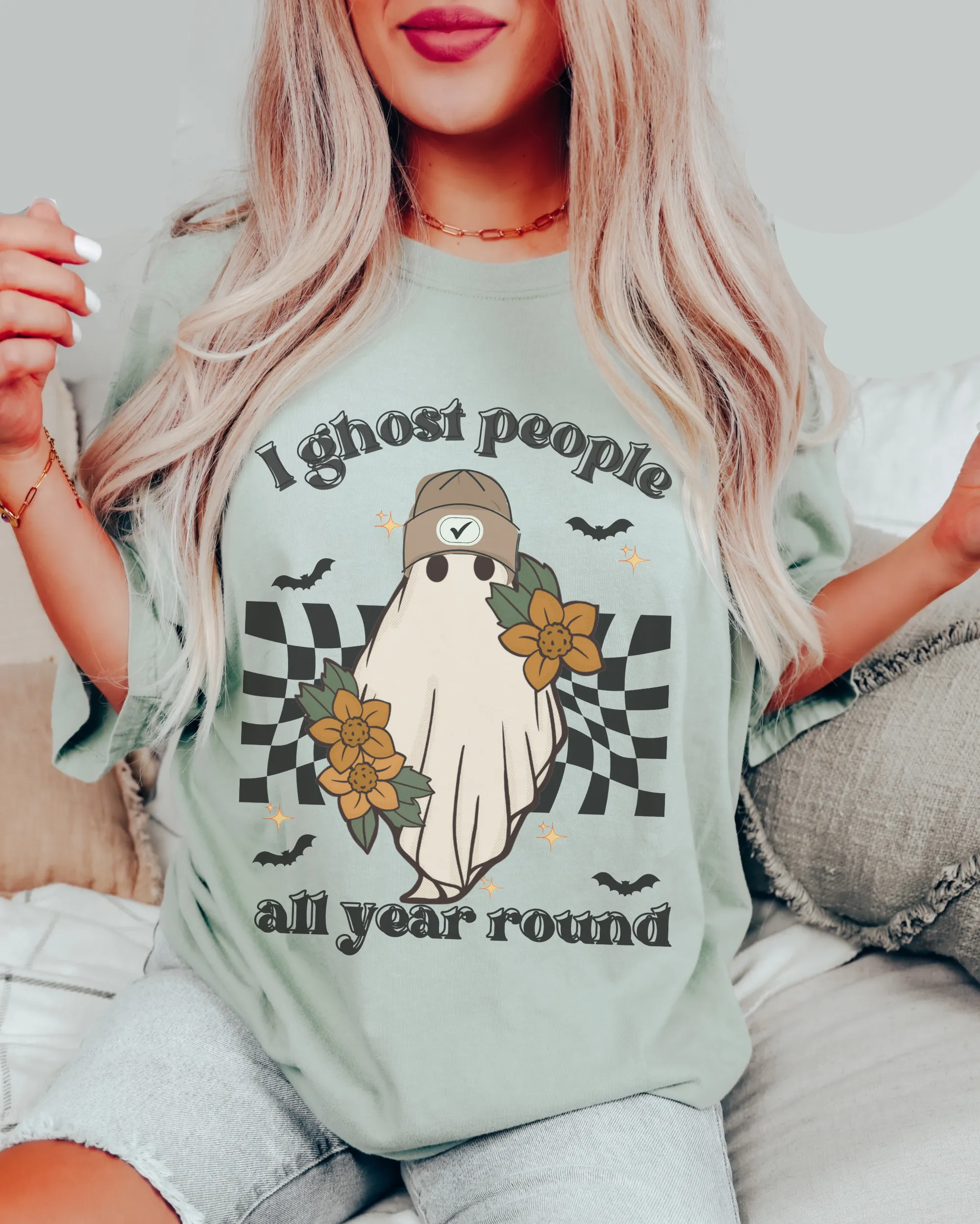 Halloween I Ghost People All Year Round Comfort Colors® T-Shirt, Graphic Tee, Halloween Retro Design print, Fall Tee