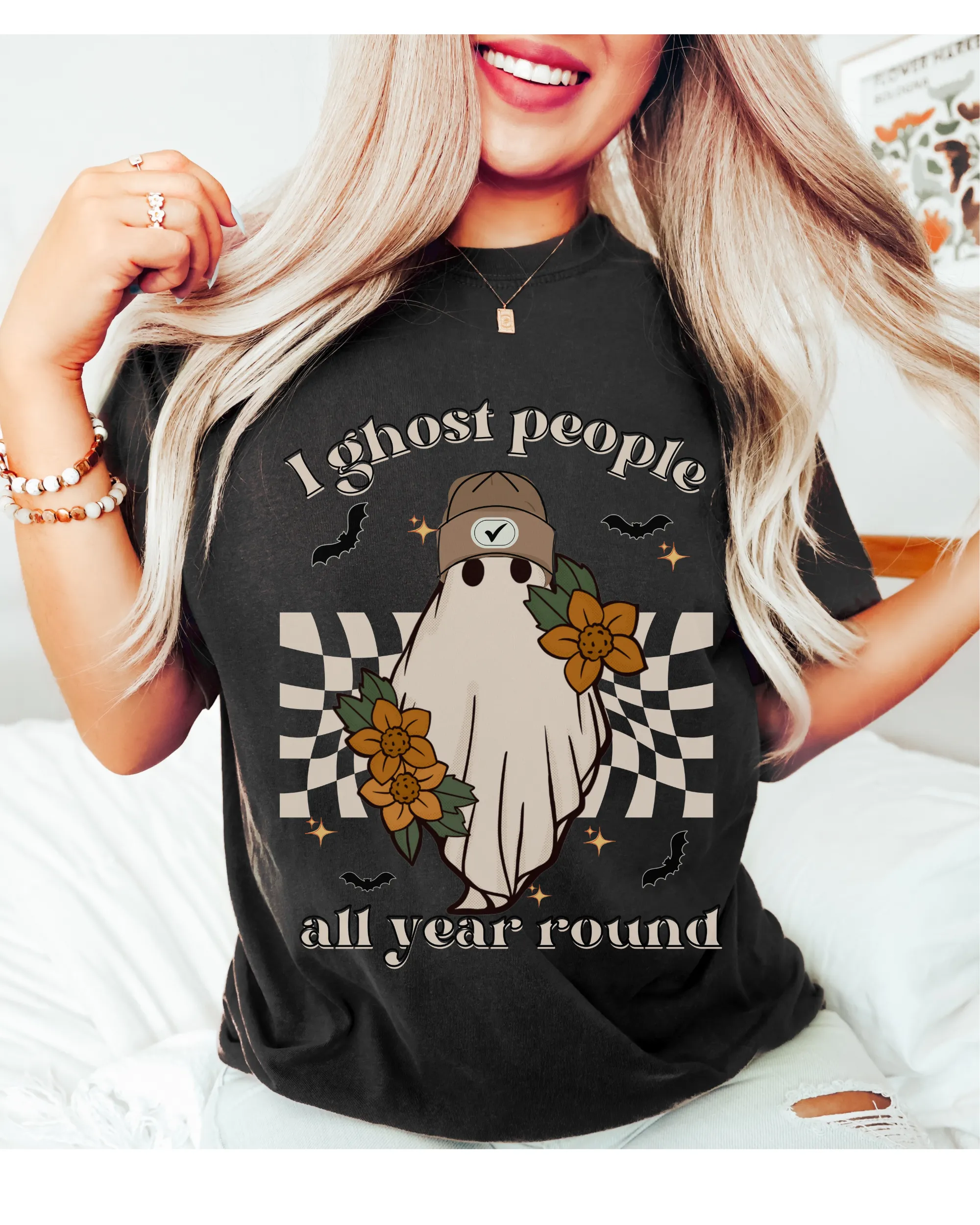 Halloween I Ghost People All Year Round Comfort Colors® T-Shirt, Graphic Tee, Halloween Retro Design print, Fall Tee